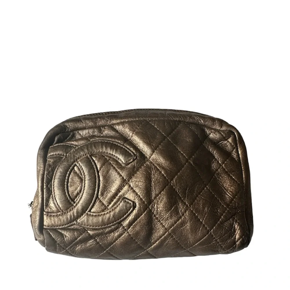 Chanel Ligne Cambon Cosmetic Bag Metallic Authentic - Picture 2 of 15